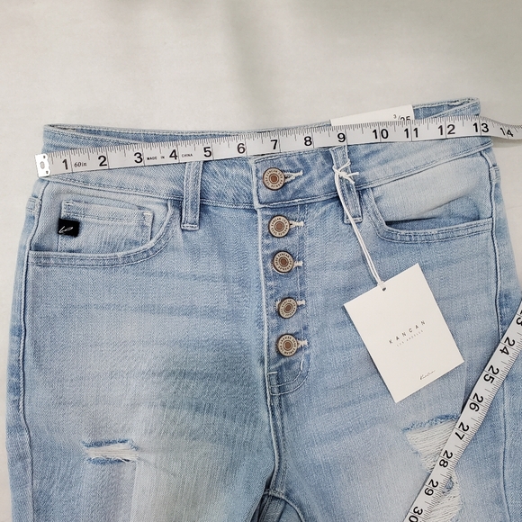 NEW KANCAN HIGH RISE ANKLE LENGTH SKINNY JEANS 3/25 DISTRESSED FRAY HEM - Picture 13 of 13